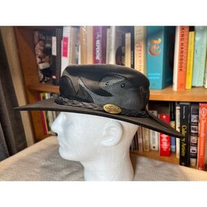 Jacaru Australia Blaze Leather Mesh Outback Bush Hat Size Large